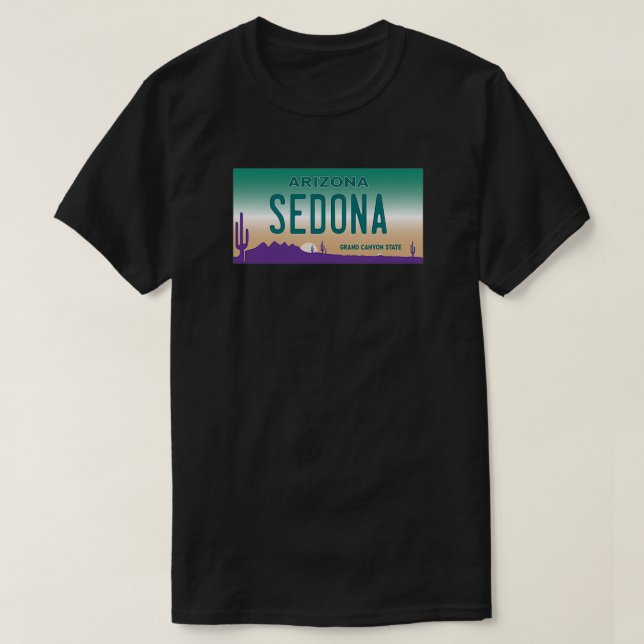 Camiseta Montañas de la placa de la matrícula de Sedona Ari (Diseño del anverso)