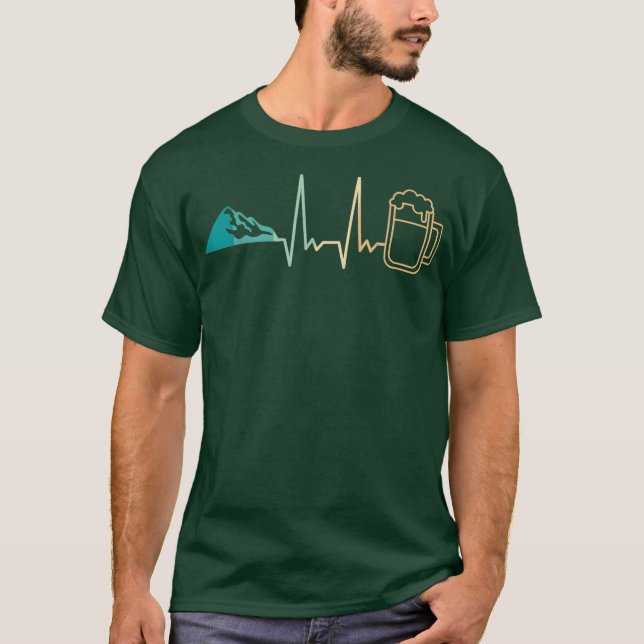 Camiseta Montañas de latido y regalo divertido de cerveza M (Anverso)