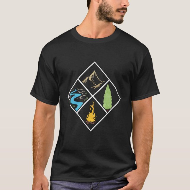 Camiseta Montañas de los ríos Forrest Campfire Camping Send (Anverso)
