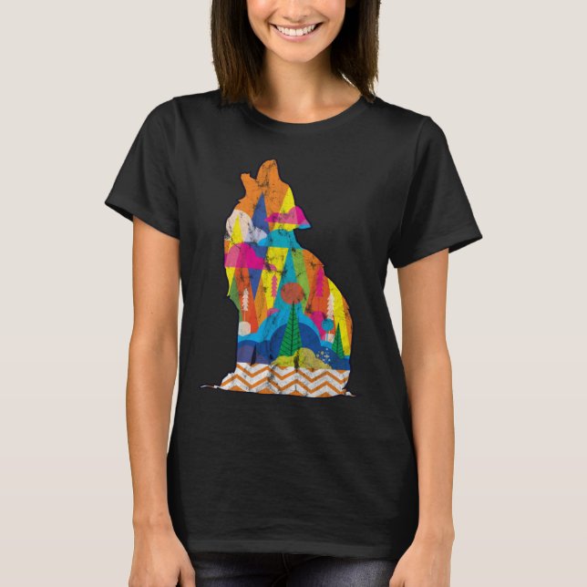 Camiseta Montañas de senderismo Lobo Nocturno Luna Naturale (Anverso)