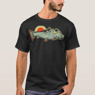 Camiseta Montañas de truchas de árboles retro Pesca de mosc