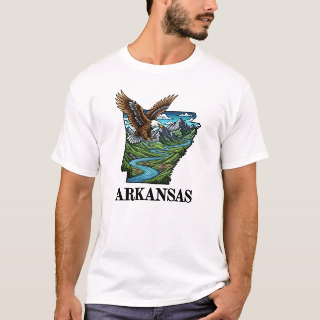 Camiseta Montañas del águila calva estilo tatuaje del estad (Anverso)