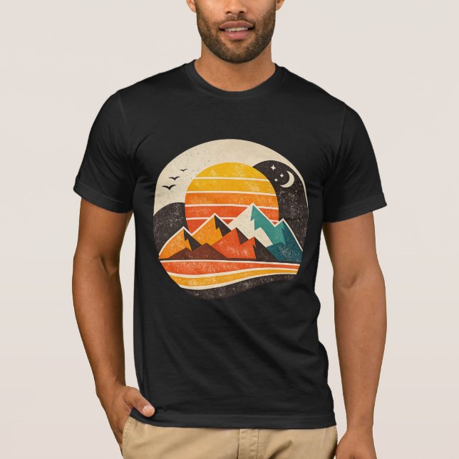 Camiseta Montañas del Atardecer Retro (Anverso)