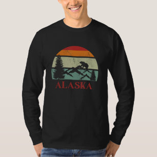 Camiseta Montañas del Atardecer Retro y Oso Pardo Alaska So