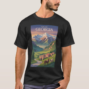 Camiseta Montañas del Cáucaso de Georgia Viajan a la vieja 
