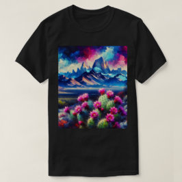 Camiseta Montañas del Desierto Cactus Floreciendo Unisex