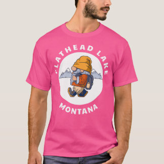 Camiseta Montañas del Lago Flathead Montana Senderismo Gnom