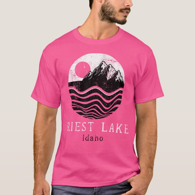 Camiseta Montañas del lago Sacerdote Idaho Senderismo Vinta (Anverso)