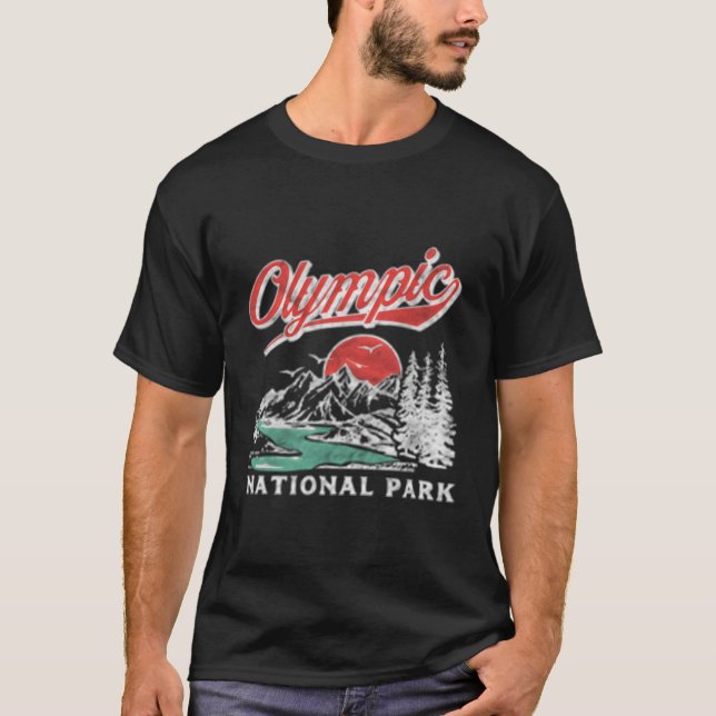 Camiseta Montañas Del Parque Nacional Olímpico De Los Años  (Anverso)