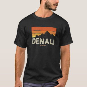Camiseta Montañas Denali Alaska de época Sunset Retro Premi