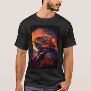 Camiseta Montañas Dragon con barba lagarto de atardecer ret