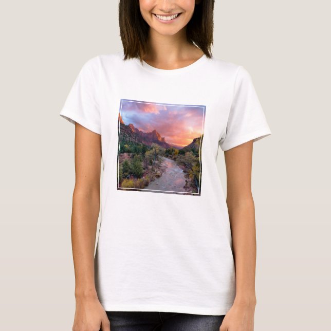 Camiseta Montañas | El parque nacional Watchman Zion Utah (Anverso)