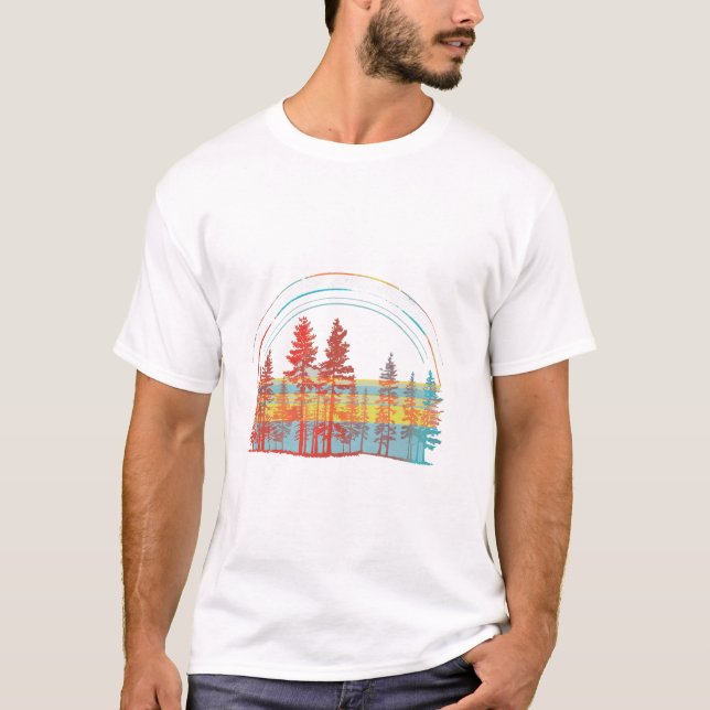 Camiseta Montañas forestales naturales de árboles (Anverso)