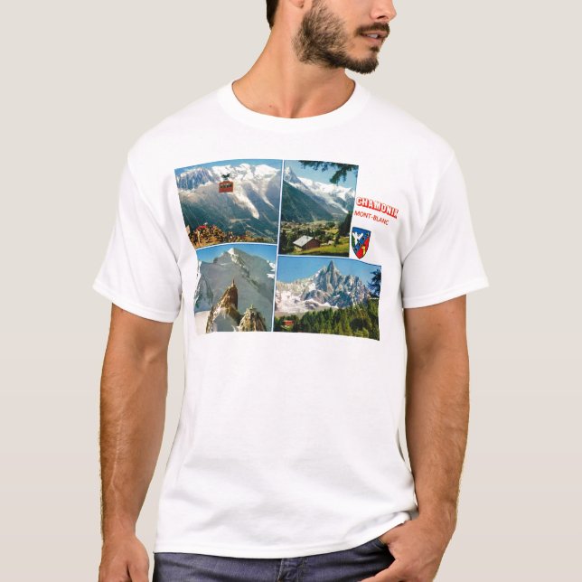 Camiseta Montañas francesas del vintage, Chamonix Mt Blanc (Anverso)