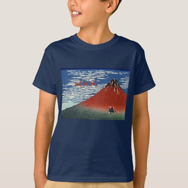Camiseta Montañas Fuji en Navidades y arte japonés (Anverso)