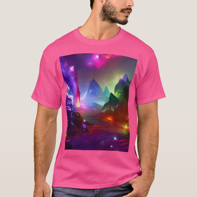 Camiseta Montañas Gemstone Fantasy Multicolor Crystal Acti (Anverso)