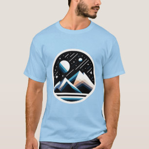 Camiseta Montañas Geométricas Nocturnas Estelares - Contemp