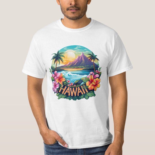Camiseta Montañas Hawaii Aloha Tropical Beach (Anverso)