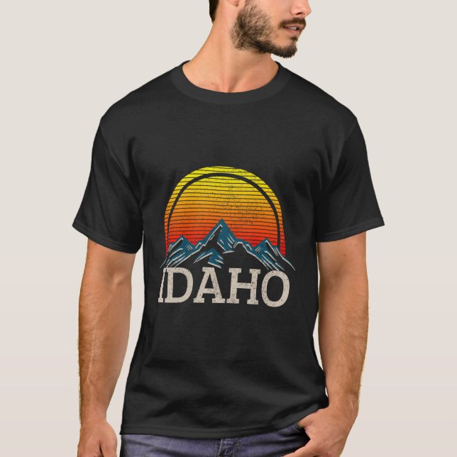 Camiseta Montañas Idaho Vintage Retro Naturaleza Senderismo (Anverso)