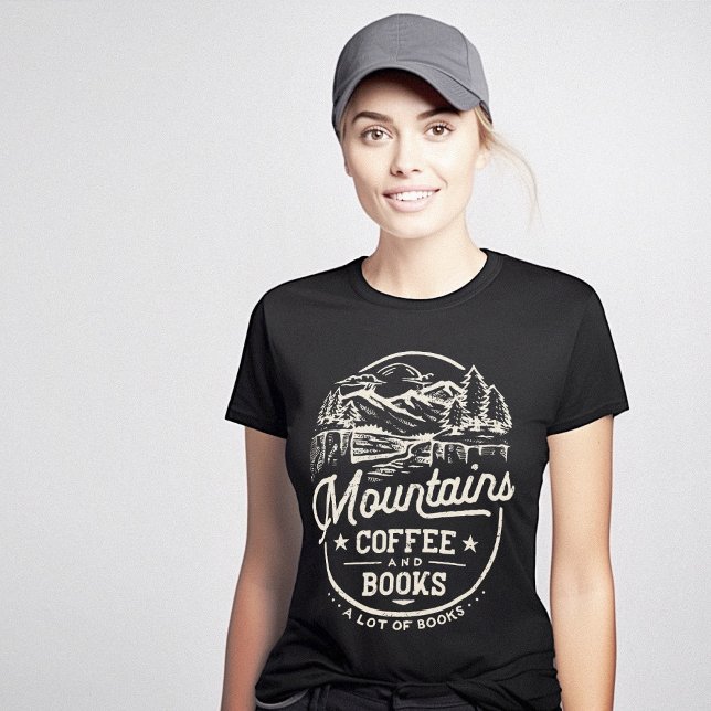 Camiseta Montañas Libros de Café Vintage (Mountains Coffee Books Vintage T-Shirt)