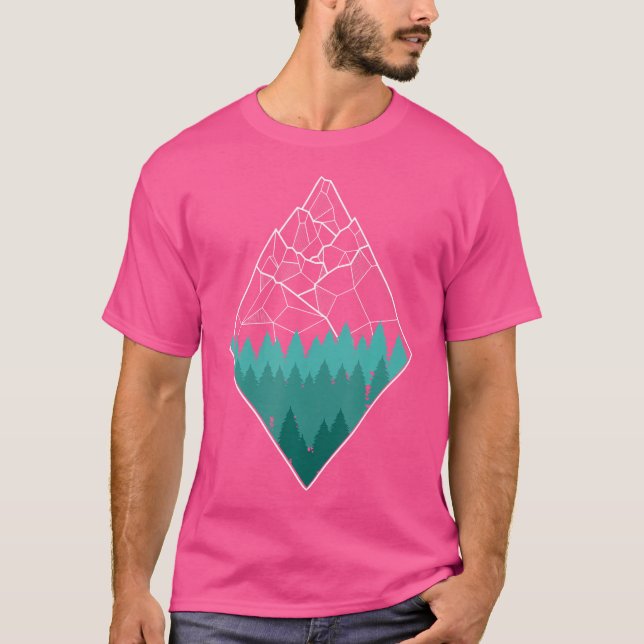 Camiseta Montañas Mínimas Geometría Senderismo al aire libr (Anverso)