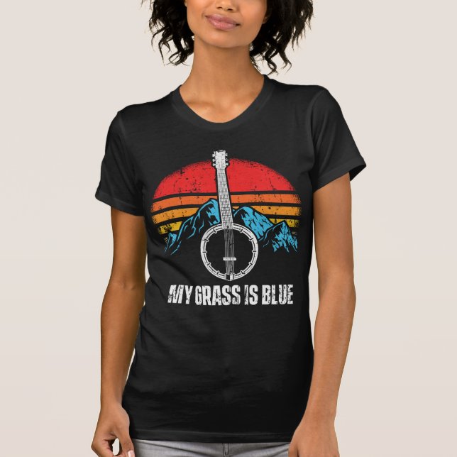 Camiseta Montañas musicales del músico de Bluegrass Banjo P (Anverso)