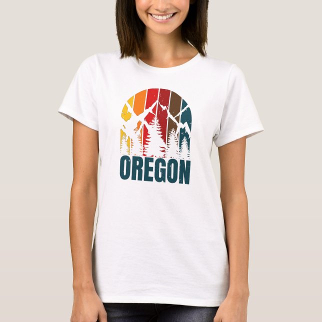 Camiseta Montañas Oregon Retro Vintage (Anverso)