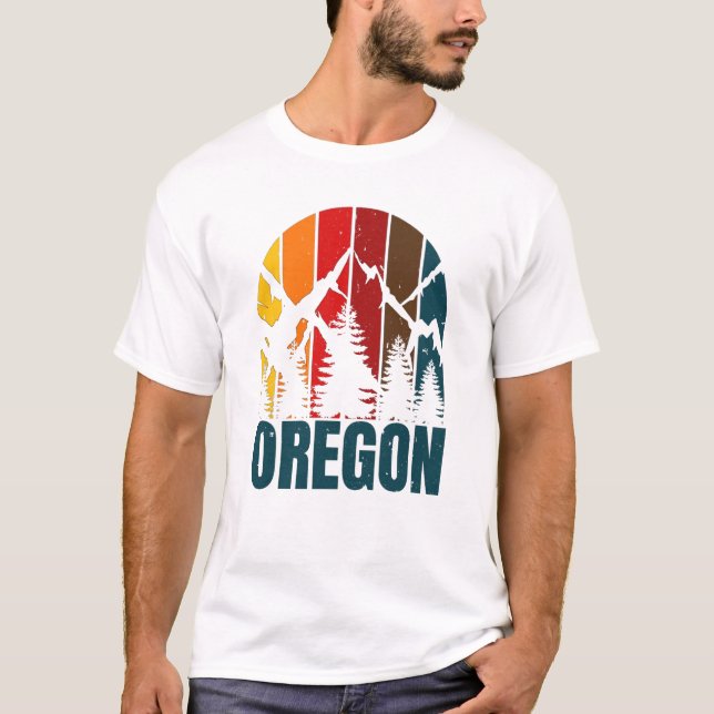 Camiseta Montañas Oregon Retro Vintage (Anverso)