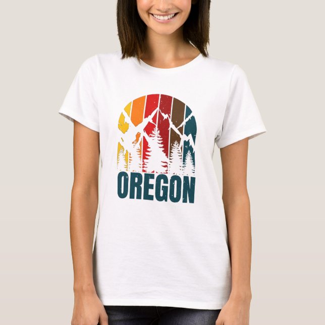 Camiseta Montañas Oregon Retro Vintage (Anverso)