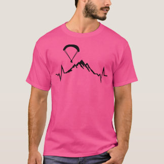 Camiseta Montañas Parapente Ecg Heartbeat Sle De Béisbol