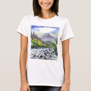 Camiseta Montañas Pintando cielo Destino Naturaleza Artísti