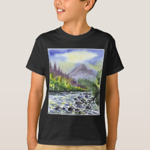 Camiseta Montañas Pintando cielo Destino Naturaleza Artísti