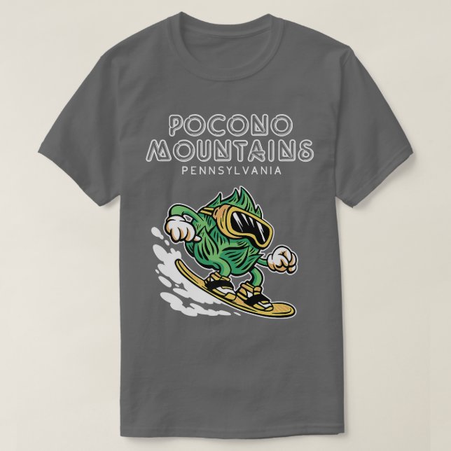 Camiseta Montañas Pocono Pennsylvania Funny Snowboarding (Diseño del anverso)