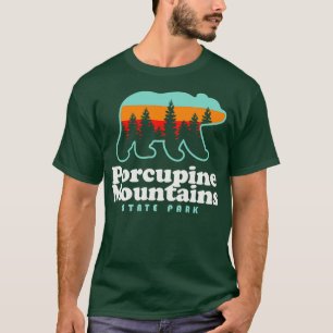 Camiseta Montañas Porcupine Michigan Camping Oso de Senderi