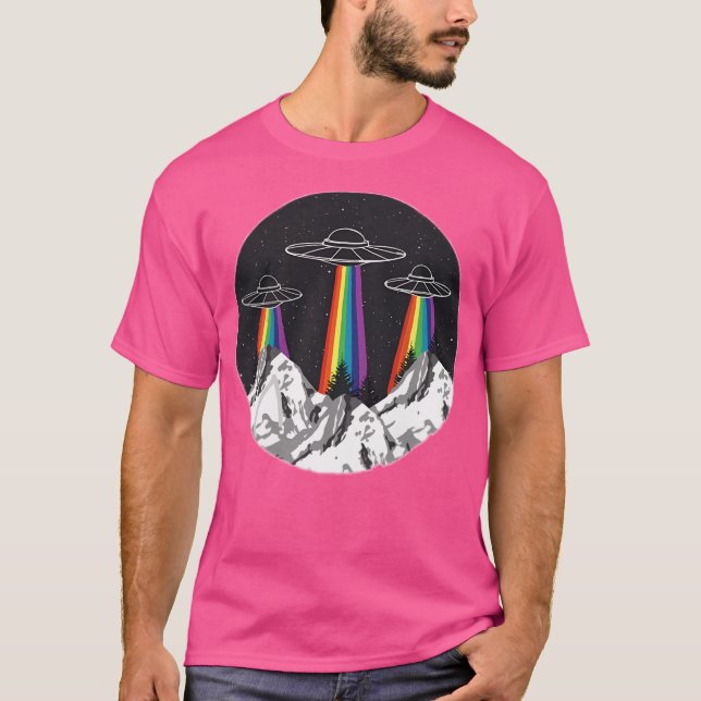 Camiseta Montañas Rainbow Aliens Spaceship (Anverso)