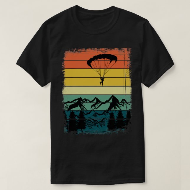 Camiseta Montañas Retro Parapente Hobby al aire libre Parag (Diseño del anverso)