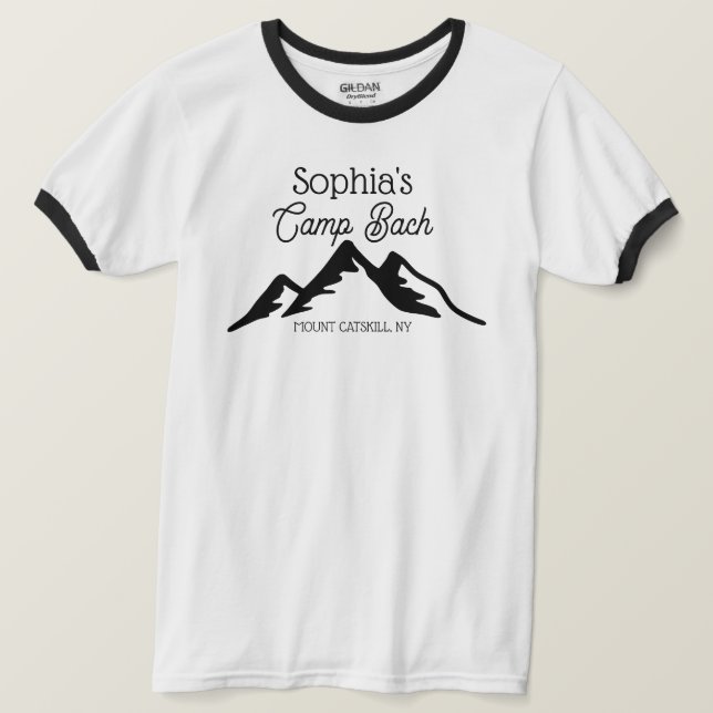Camiseta Montañas Retro Personalizadas Camp Bach Negro (Anverso del diseño)