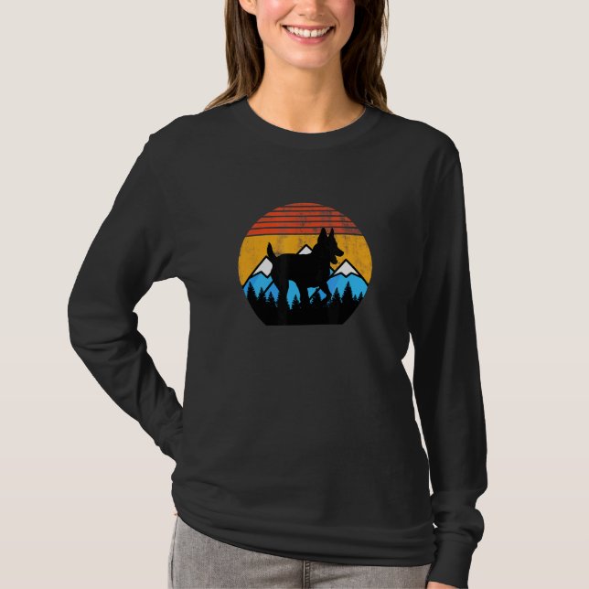 Camiseta Montañas Retro Sunset K9 Malinois Belga Holandés S (Anverso)