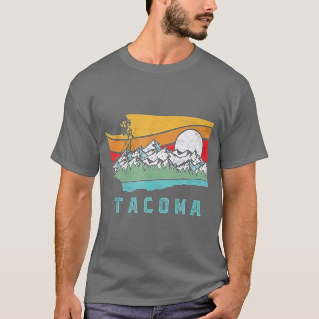 Camiseta Montañas Retro Tacoma Washington al aire libre (Anverso)