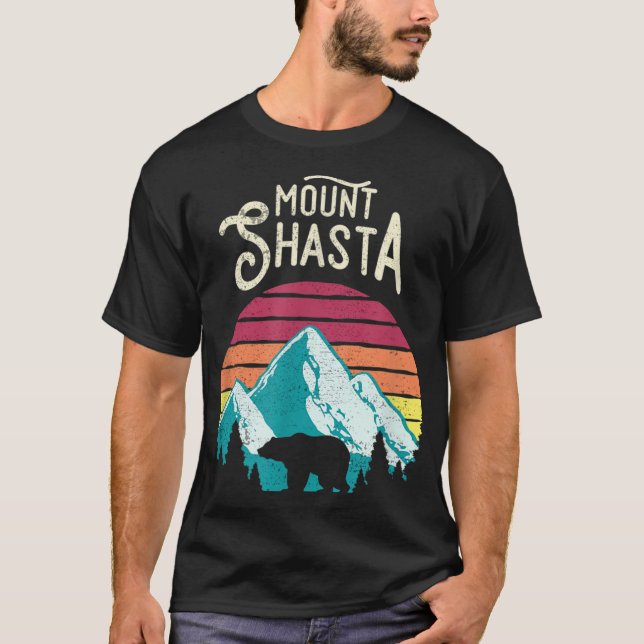 Camiseta Montañas Retro Vintage Shasta California (Anverso)