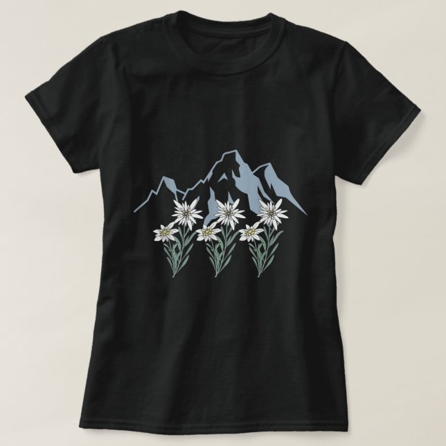 Camiseta Montañas Suiza Alpes Edelweiss cesta alpina (Diseño del anverso)