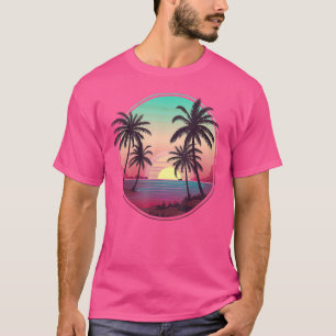 Camiseta Montañas Tropicales Sunset Beach Vacation Palm Tre