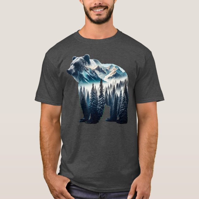 Camiseta Montañas y bosques de oso pardo (Anverso)