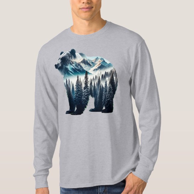 Camiseta Montañas y bosques de oso pardo (Anverso)