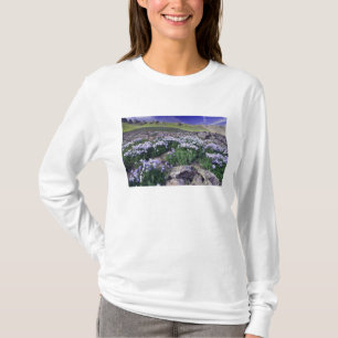Camiseta Montañas y flores silvestres en prado alpino,