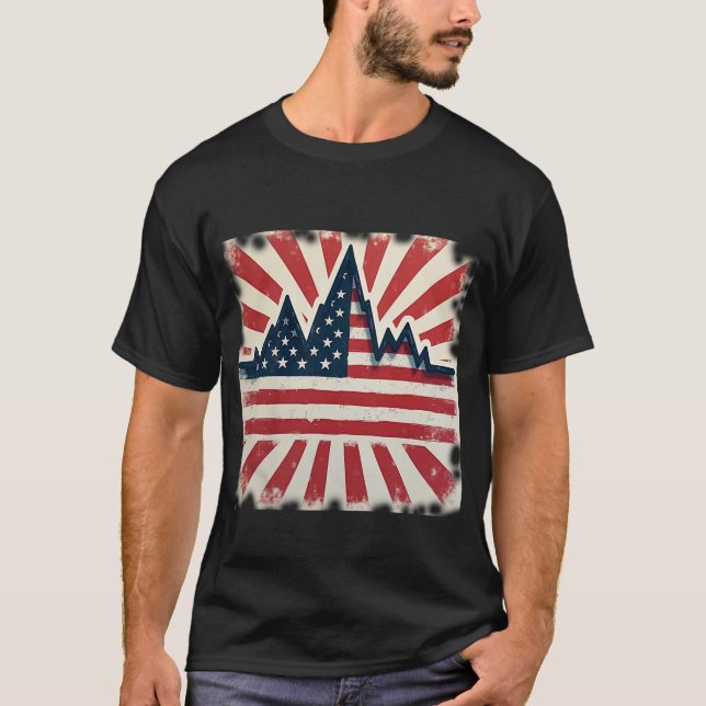Camiseta Montañas y Sunburst de Estados Unidos (Anverso)