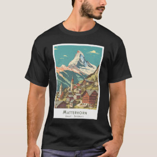 Camiseta Montañas - Zermatt - Poster Retro Matterhorn - Mi