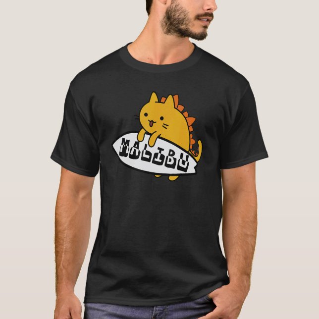 Camiseta montando olas catzilla surfista Malibu (Anverso)