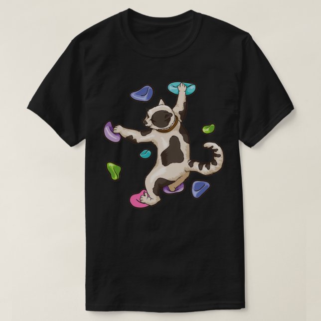 Camiseta montañismo bonito de gato en Bouldering (Diseño del anverso)