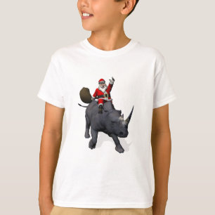 Camiseta Montar a caballo de Papá Noel en rinoceronte del